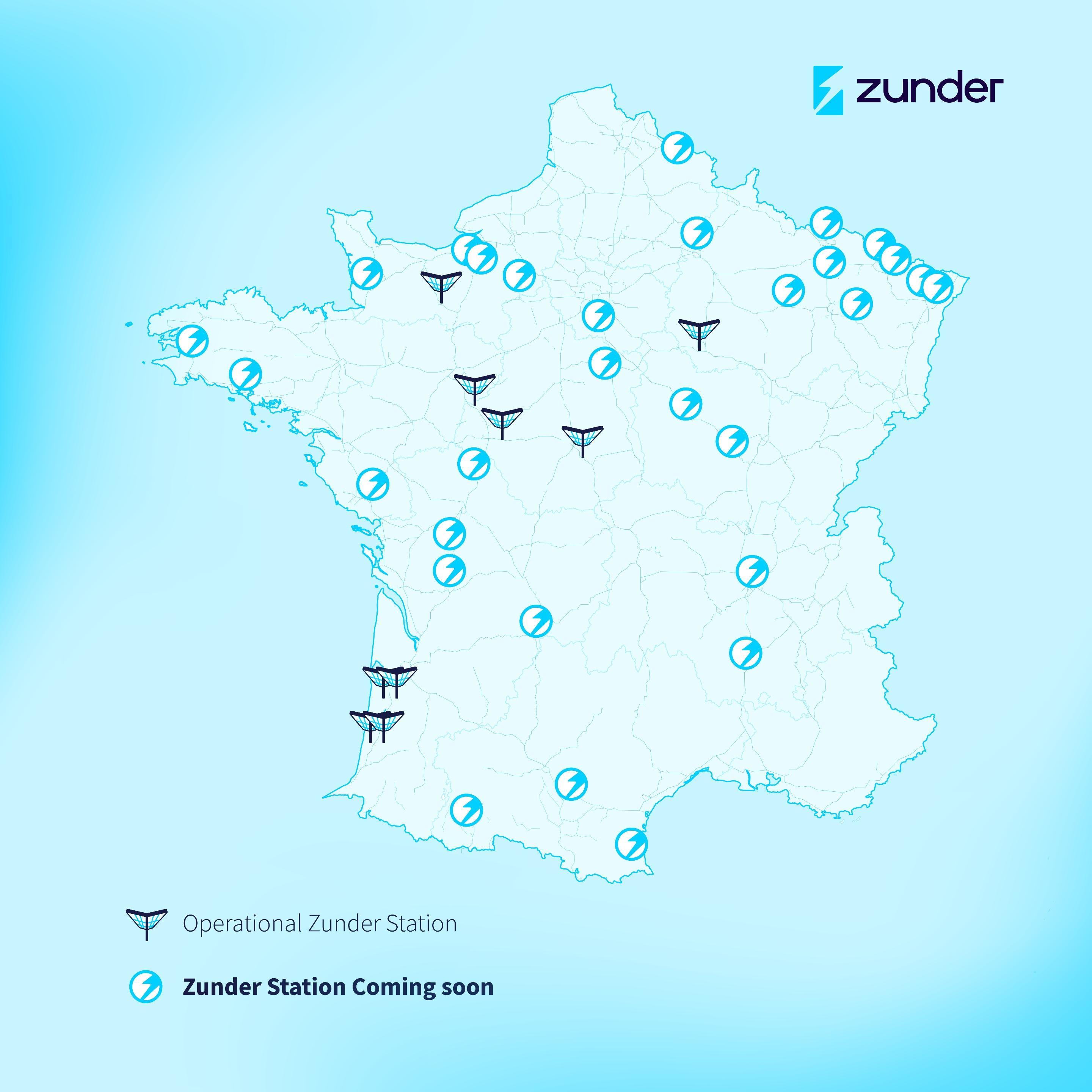 Carte des Stations Zunder en France