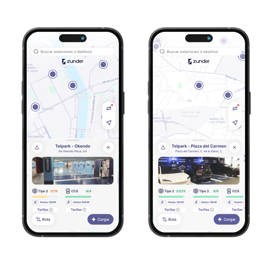 Zunder integra en su APP la red de carga del telpark
