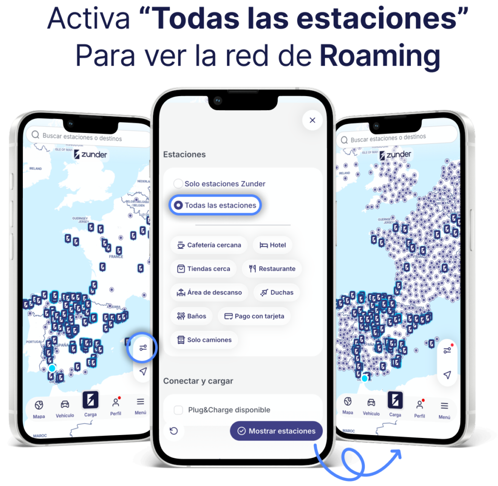 Gracias al roaming de Zunder, solo necesitas una APP para cargar tu coche eléctrico